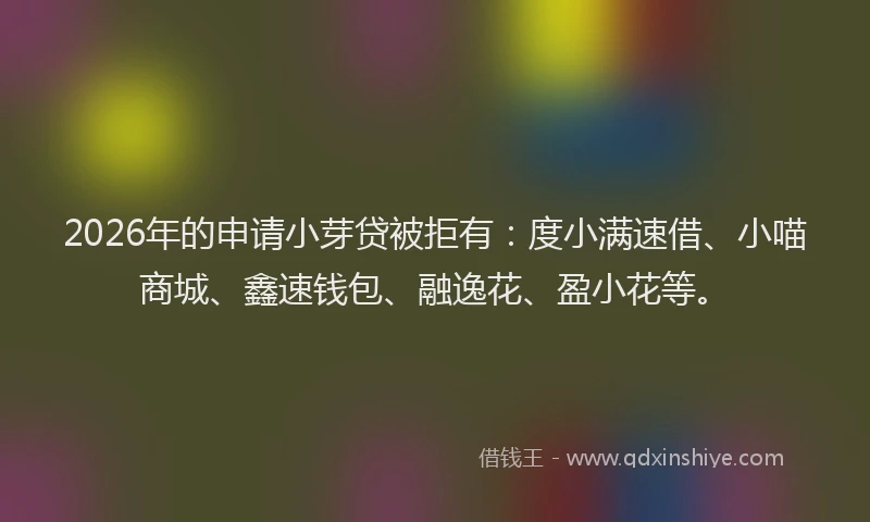 2026年的申请小芽贷被拒有：度小满速借、小喵商城、鑫速钱包、融逸花、盈小花等。