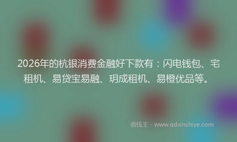 2026年的杭银消费金融好下款有：闪电钱包、宅租机、易贷宝易融、玥成租机、易橙优品等。