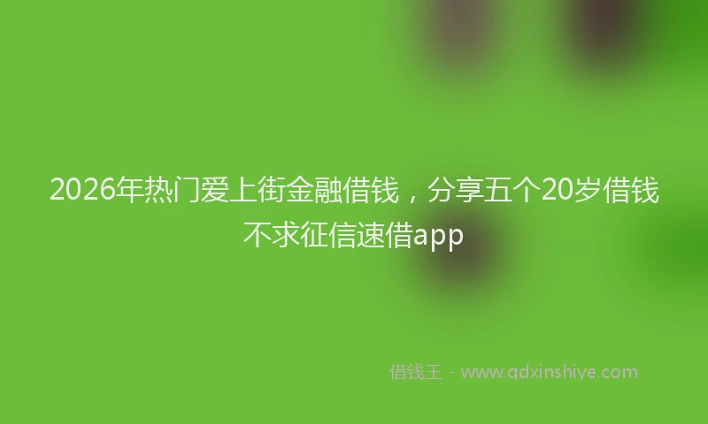 2026年热门爱上街金融借钱，分享五个20岁借钱不求征信速借app