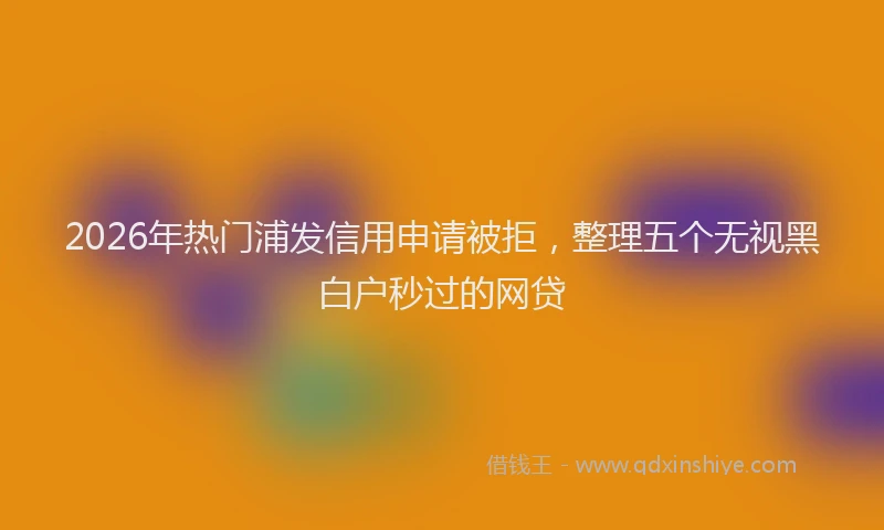 2026年热门浦发信用申请被拒，整理五个无视黑白户秒过的网贷
