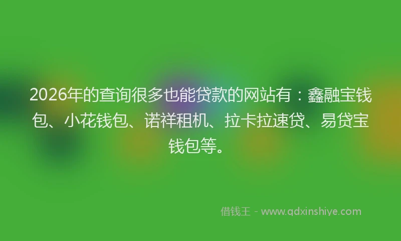 2026年的查询很多也能贷款的网站有：鑫融宝钱包、小花钱包、诺祥租机、拉卡拉速贷、易贷宝钱包等。
