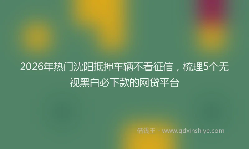 2026年热门沈阳抵押车辆不看征信,梳理5个无视黑白必下款的网贷平台
