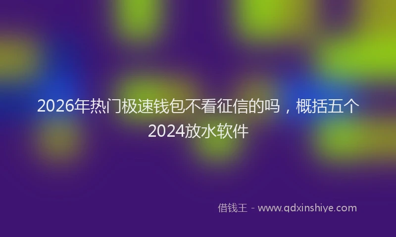 2026年热门极速钱包不看征信的吗，概括五个2024放水软件