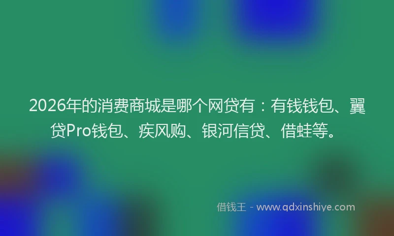 2026年的消费商城是哪个网贷有：有钱钱包、翼贷Pro钱包、疾风购、银河信贷、借蛙等。
