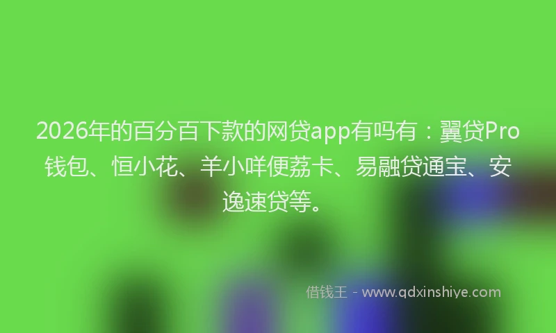 2026年的百分百下款的网贷app有吗有：翼贷Pro钱包、恒小花、羊小咩便荔卡、易融贷通宝、安逸速贷等。