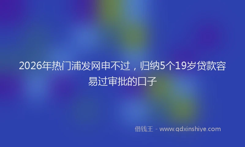 2026年热门浦发网申不过，归纳5个19岁贷款容易过审批的口子