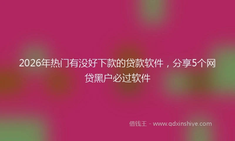 2026年热门有没好下款的贷款软件，分享5个网贷黑户必过软件