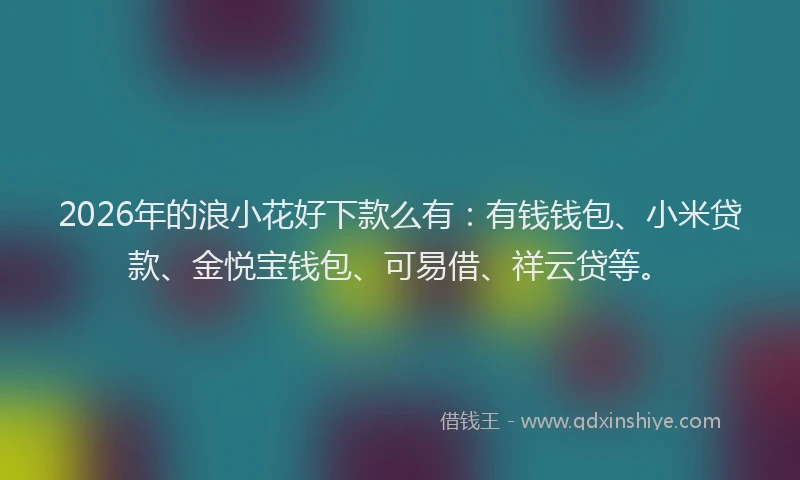 2026年的浪小花好下款么有：有钱钱包、小米贷款、金悦宝钱包、可易借、祥云贷等。