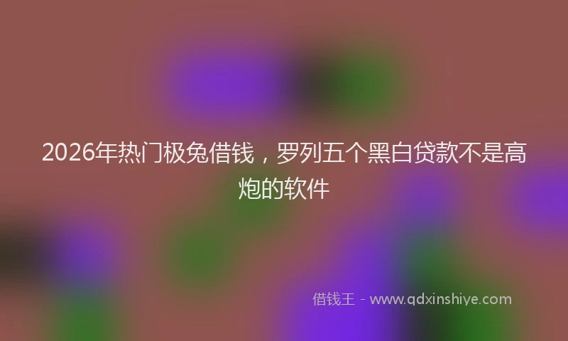 2026年热门极兔借钱，罗列五个黑白贷款不是高炮的软件