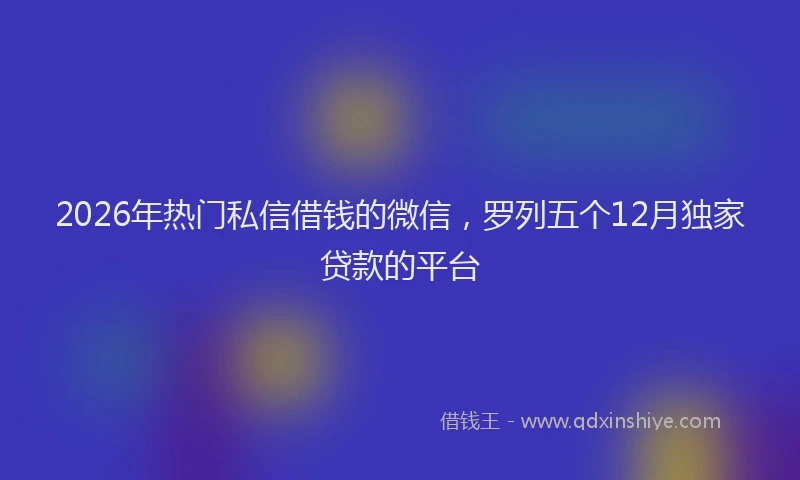 2026年热门私信借钱的微信，罗列五个12月独家贷款的平台