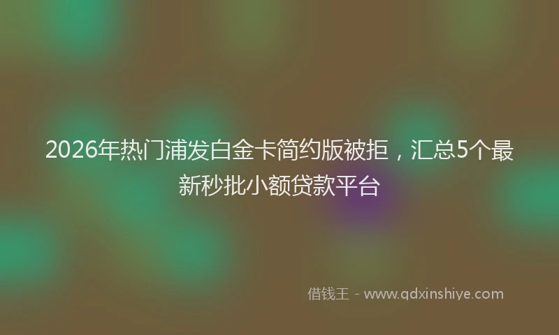 2026年热门浦发白金卡简约版被拒，汇总5个最新秒批小额贷款平台