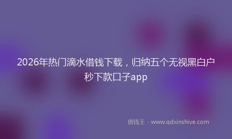 2026年热门滴水借钱下载,归纳五个无视黑白户秒下款口子app