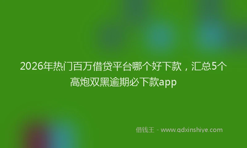 2026年热门百万借贷平台哪个好下款，汇总5个高炮双黑逾期必下款app