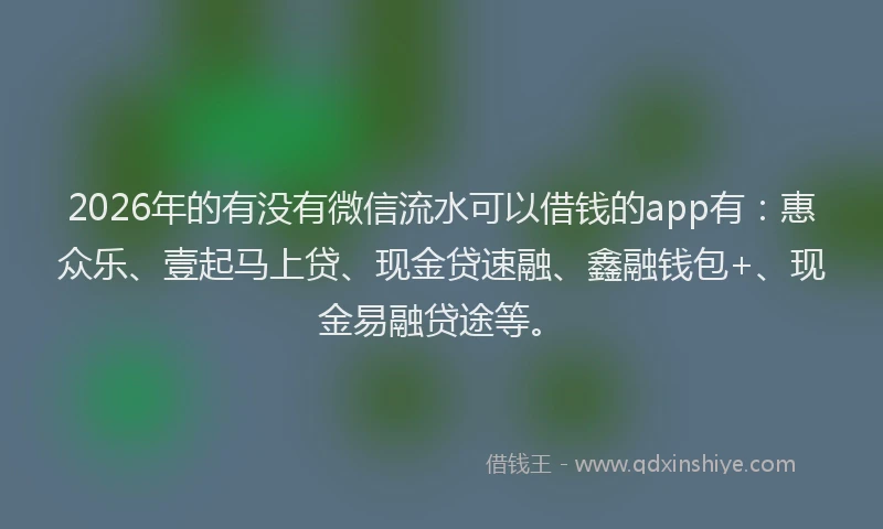 2026年的有没有微信流水可以借钱的app有：惠众乐、壹起马上贷、现金贷速融、鑫融钱包+、现金易融贷途等。