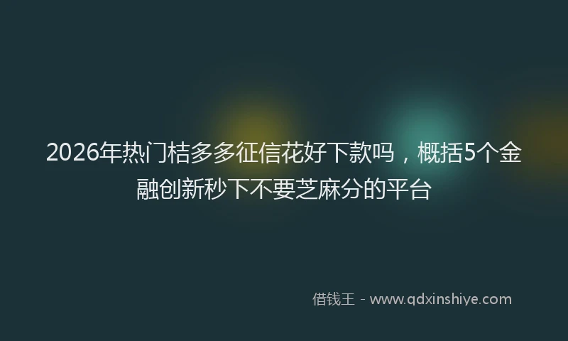 2026年热门桔多多征信花好下款吗，概括5个金融创新秒下不要芝麻分的平台