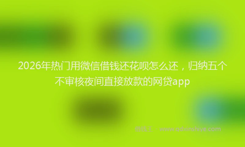 2026年热门用微信借钱还花呗怎么还，归纳五个不审核夜间直接放款的网贷app