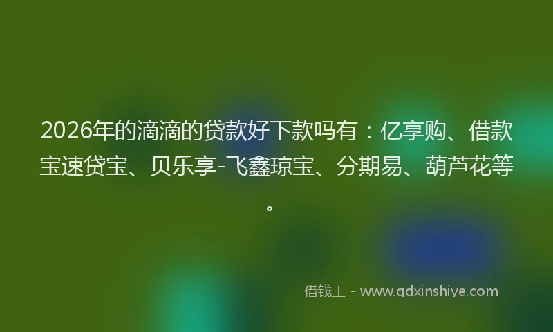 2026年的滴滴的贷款好下款吗有：亿享购、借款宝速贷宝、贝乐享-飞鑫琼宝、分期易、葫芦花等。