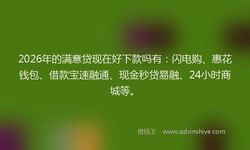 2026年的满意贷现在好下款吗有：闪电购、惠花钱包、借款宝速融通、现金秒贷易融、24小时商城等。