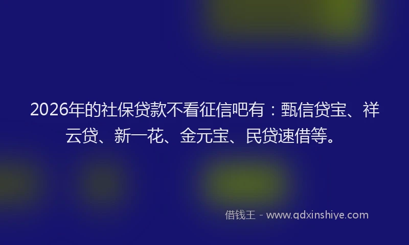 2026年的社保贷款不看征信吧有：甄信贷宝、祥云贷、新一花、金元宝、民贷速借等。