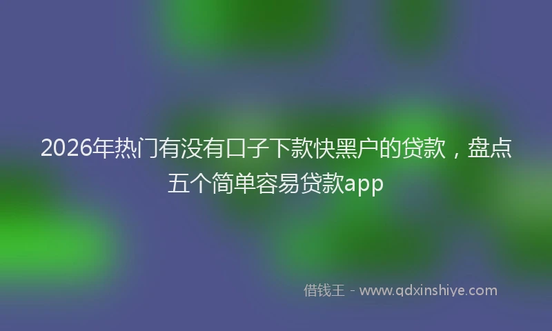 2026年热门有没有口子下款快黑户的贷款，盘点五个简单容易贷款app