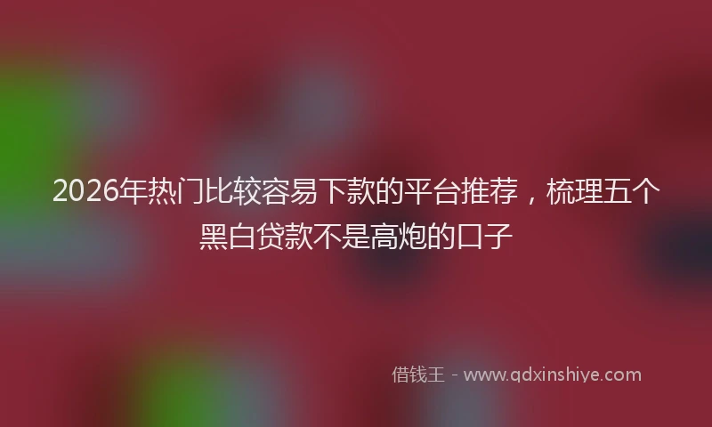 2026年热门比较容易下款的平台推荐，梳理五个黑白贷款不是高炮的口子