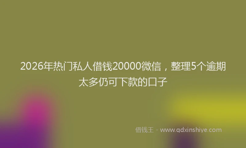 2026年热门私人借钱20000微信，整理5个逾期太多仍可下款的口子