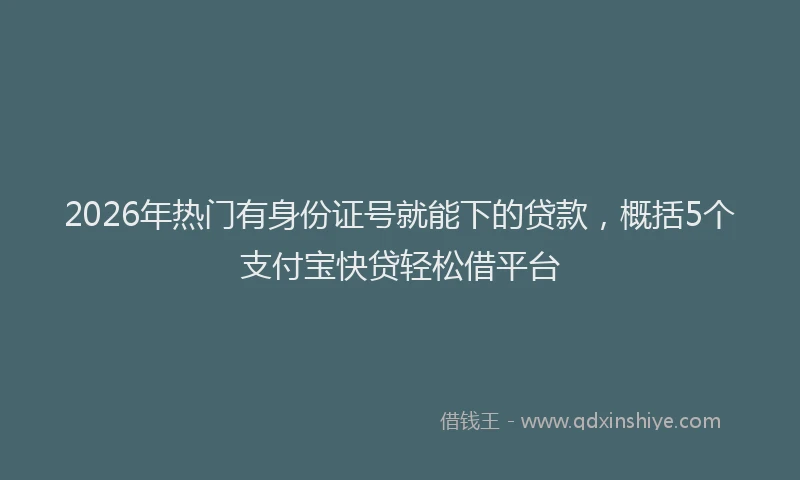 2026年热门有身份证号就能下的贷款，概括5个支付宝快贷轻松借平台