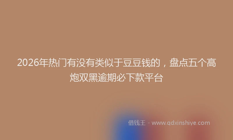 2026年热门有没有类似于豆豆钱的，盘点五个高炮双黑逾期必下款平台