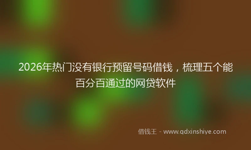 2026年热门没有银行预留号码借钱，梳理五个能百分百通过的网贷软件