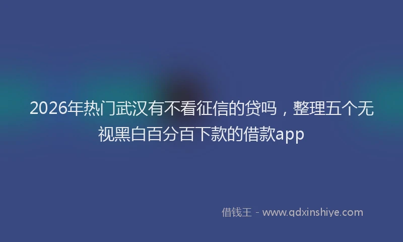 2026年热门武汉有不看征信的贷吗，整理五个无视黑白百分百下款的借款app