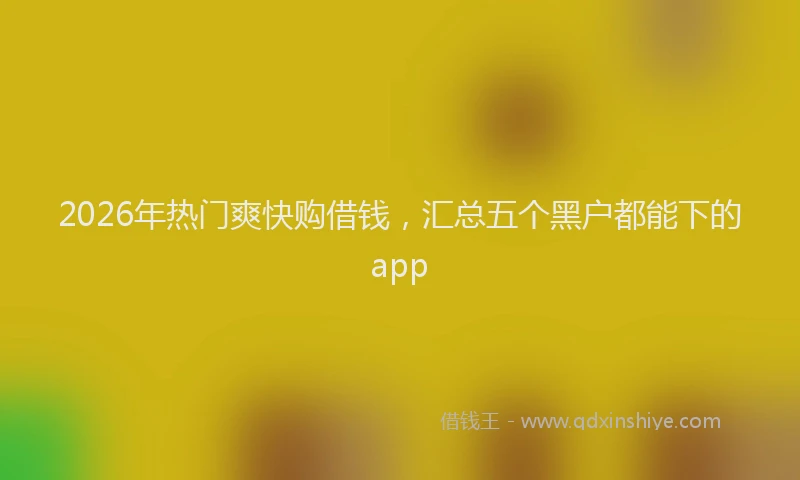 2026年热门爽快购借钱，汇总五个黑户都能下的app