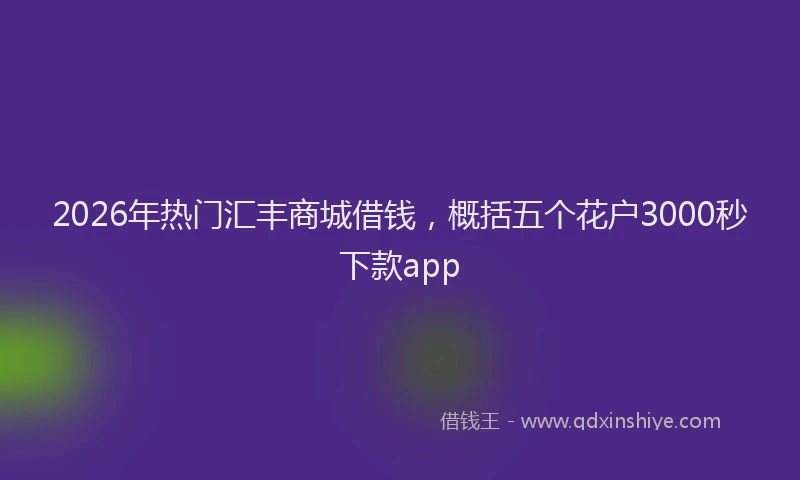 2026年热门汇丰商城借钱，概括五个花户3000秒下款app