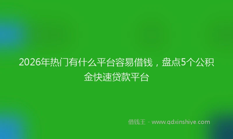 2026年热门有什么平台容易借钱，盘点5个公积金快速贷款平台