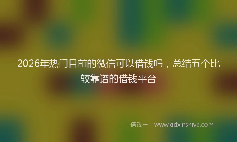 2026年热门目前的微信可以借钱吗，总结五个比较靠谱的借钱平台