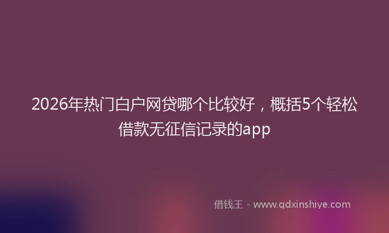 2026年热门白户网贷哪个比较好,概括5个轻松借款无征信记录的app