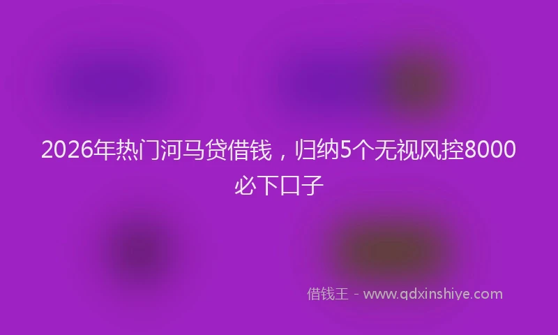 2026年热门河马贷借钱，归纳5个无视风控8000必下口子