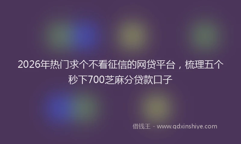 2026年热门求个不看征信的网贷平台,梳理五个秒下700芝麻分贷款口子