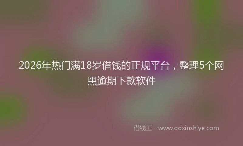 2026年热门满18岁借钱的正规平台，整理5个网黑逾期下款软件