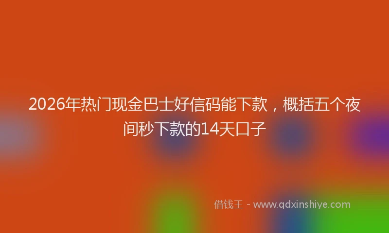2026年热门现金巴士好信码能下款，概括五个夜间秒下款的14天口子
