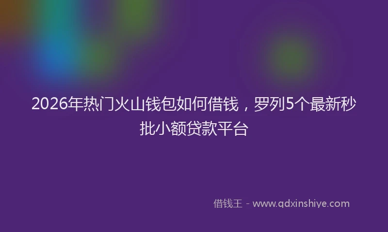 2026年热门火山钱包如何借钱，罗列5个最新秒批小额贷款平台