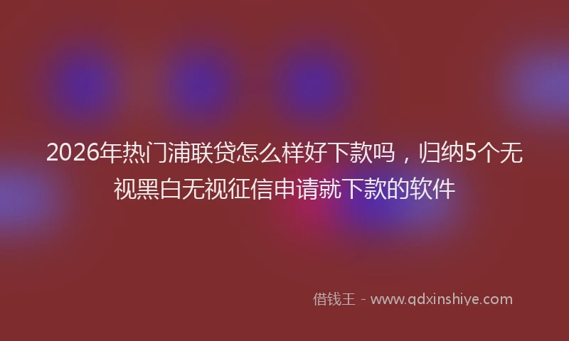2026年热门浦联贷怎么样好下款吗，归纳5个无视黑白无视征信申请就下款的软件