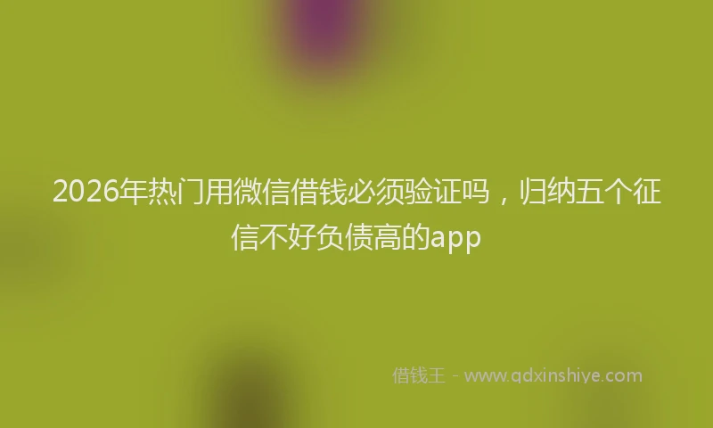 2026年热门用微信借钱必须验证吗,归纳五个征信不好负债高的app