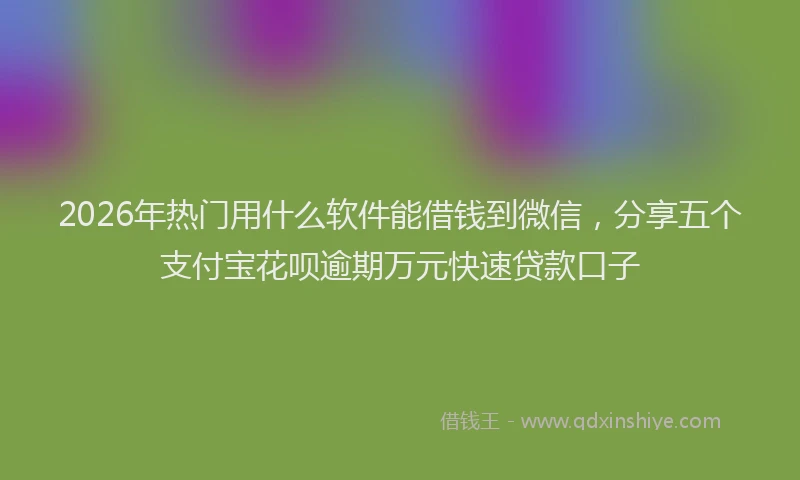 2026年热门用什么软件能借钱到微信，分享五个支付宝花呗逾期万元快速贷款口子