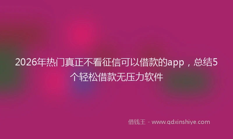 2026年热门真正不看征信可以借款的app，总结5个轻松借款无压力软件