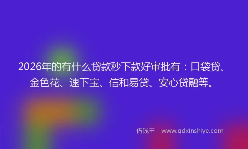 2026年的有什么贷款秒下款好审批有:口袋贷、金色花、速下宝、信和易贷、安心贷融等。
