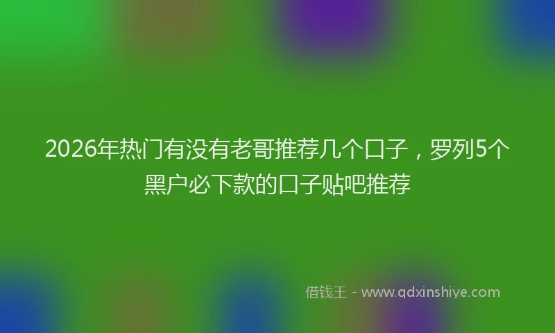 2026年热门有没有老哥推荐几个口子，罗列5个黑户必下款的口子贴吧推荐