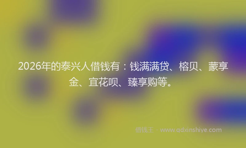 2026年的泰兴人借钱有：钱满满贷、榕贝、蒙享金、宜花呗、臻享购等。