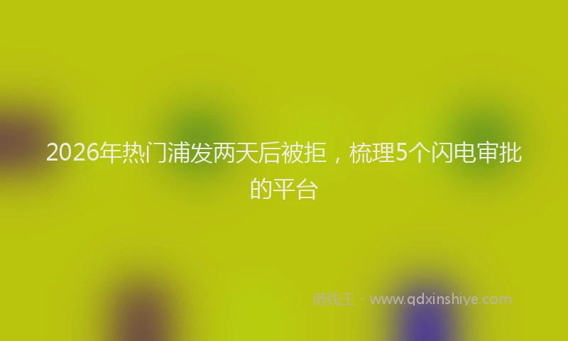 2026年热门浦发两天后被拒，梳理5个闪电审批的平台