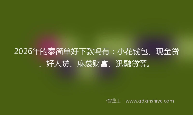 2026年的泰简单好下款吗有:小花钱包、现金贷、好人贷、麻袋财富、迅融贷等。