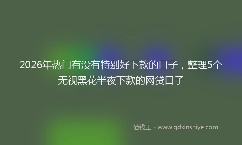 2026年热门有没有特别好下款的口子，整理5个无视黑花半夜下款的网贷口子